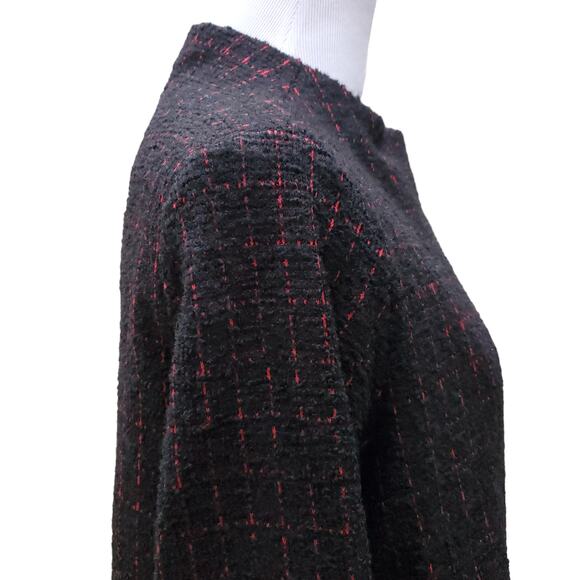 Sahara London Size 1 Black Red Plaid Jacket Asymmetric Front Pockets Sz S - Picture 9 of 15